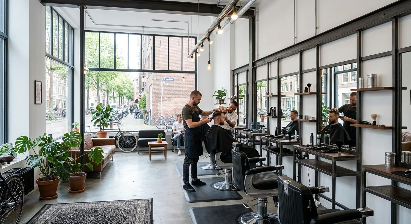 Interieur van de barbershop met daglicht