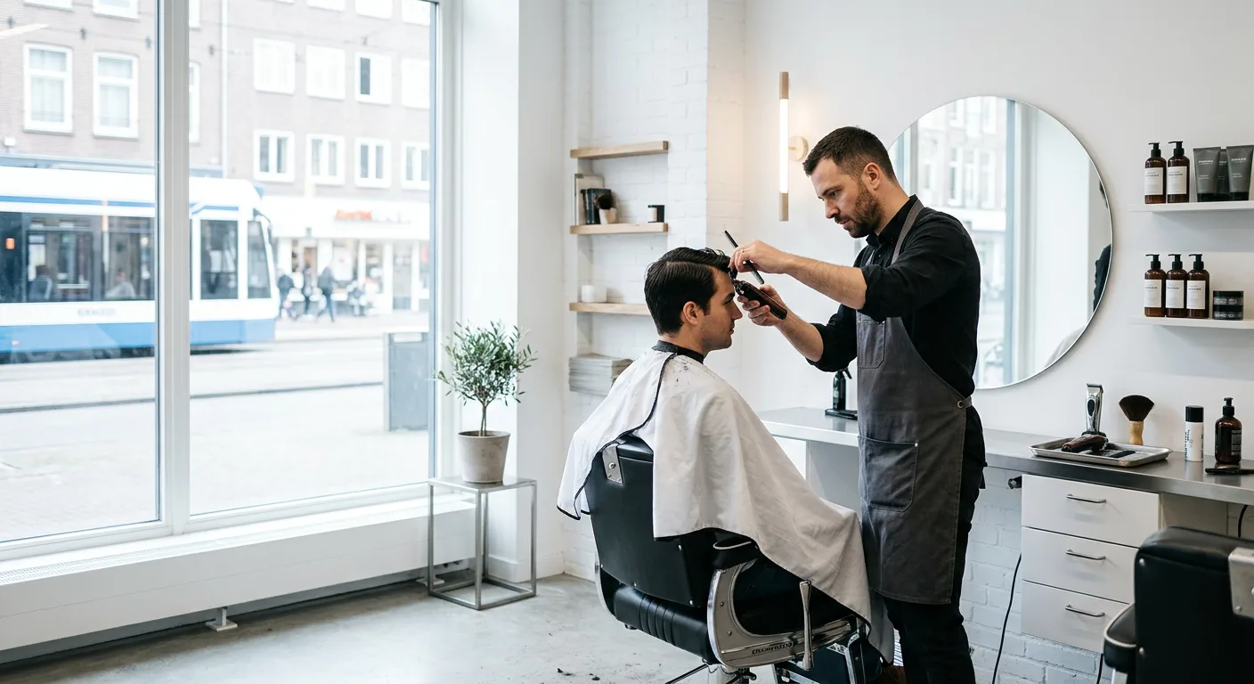Kapper aan het werk in de barbershop van Jad in Schoonhoven